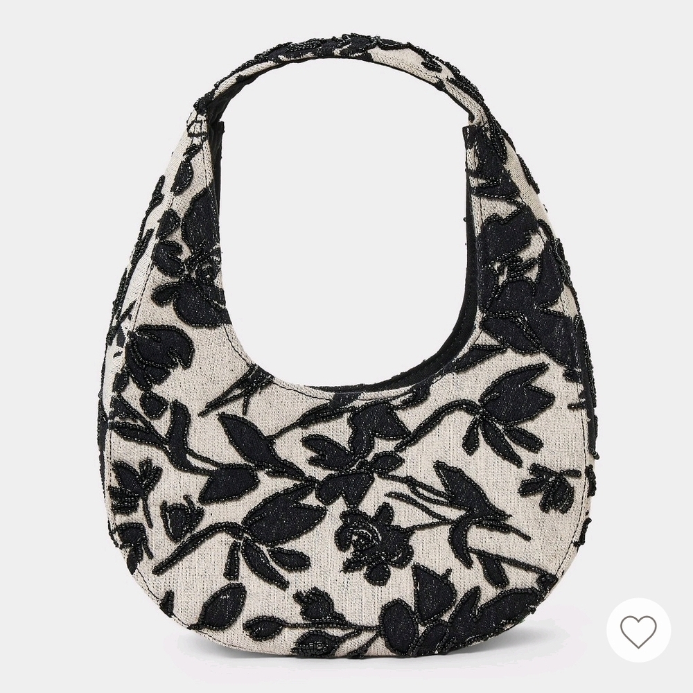 Elegant Black and Cream Floral Women's Bag